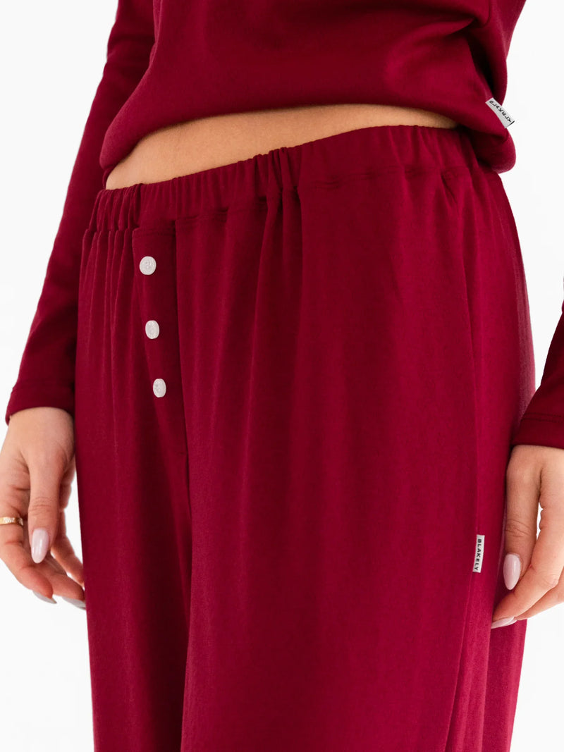 Rosie Pointelle Trousers - Soft Burgundy