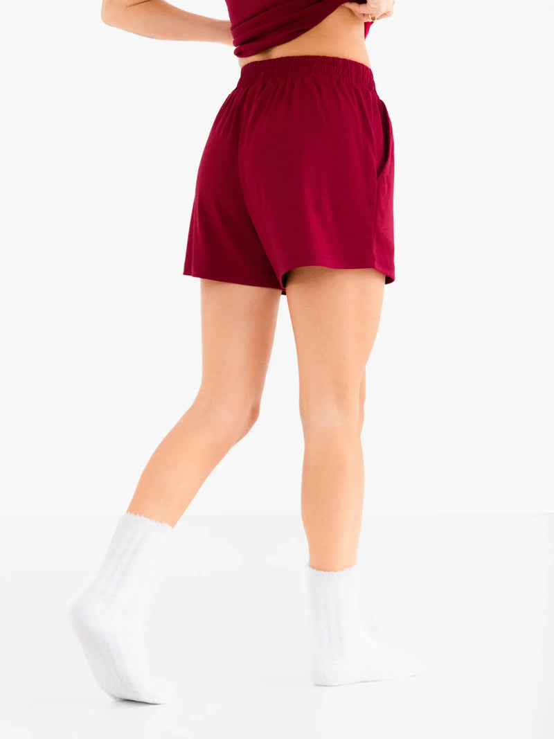 Rosie Pointelle Shorts - Soft Burgundy
