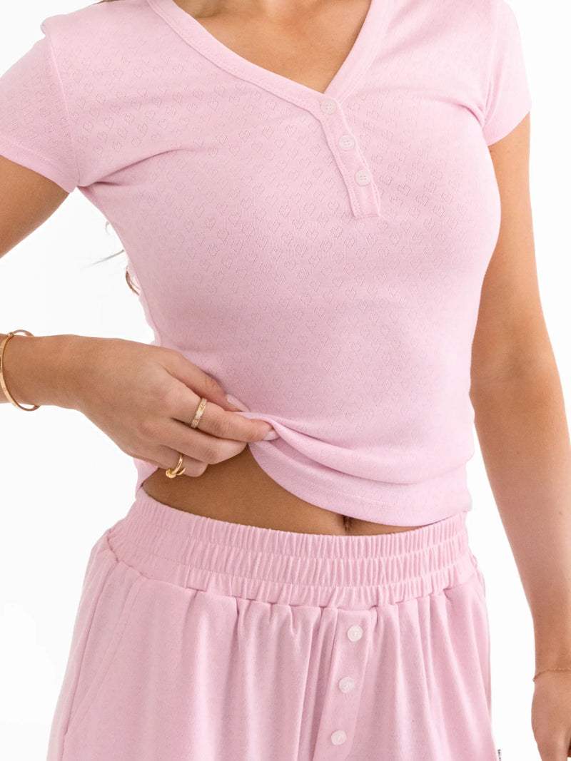 Rosie Pointelle Shorts - Pale Pink