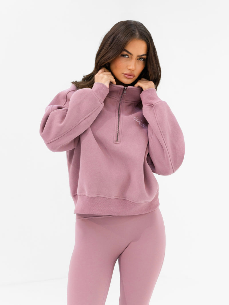 Addie 1/4 Zip Jumper - Dusty Pink