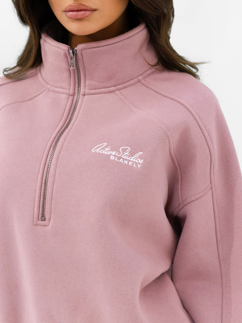 Addie 1/4 Zip Jumper - Dusty Pink