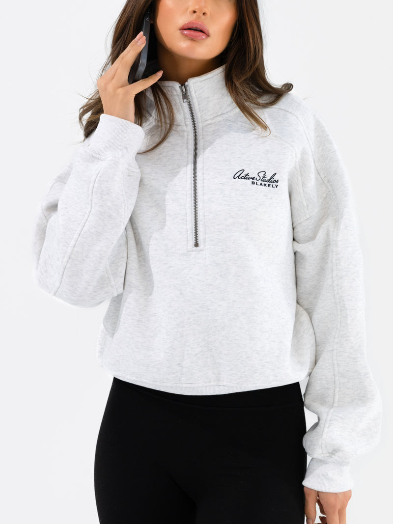 Addie 1/4 Zip Jumper - Marl White
