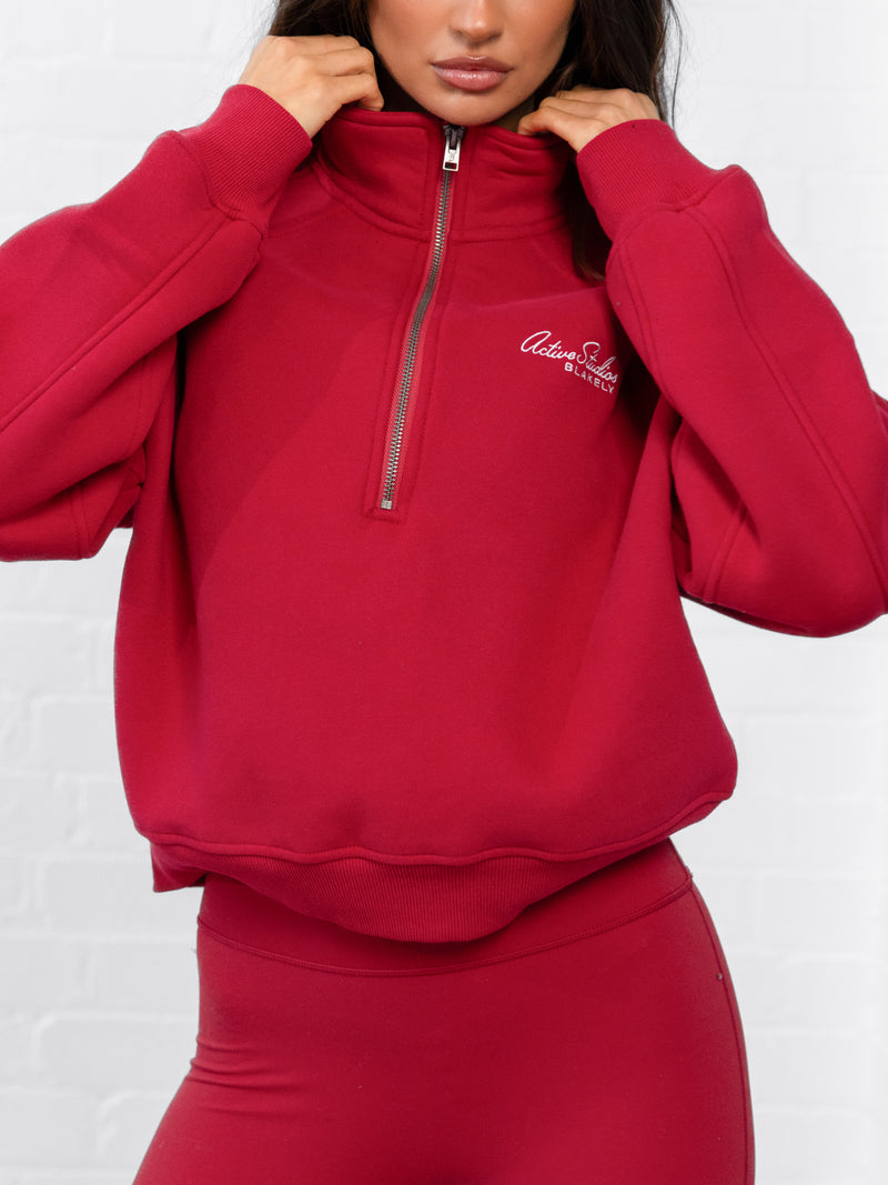 Addie 1/4 Zip Jumper - Cherry Red