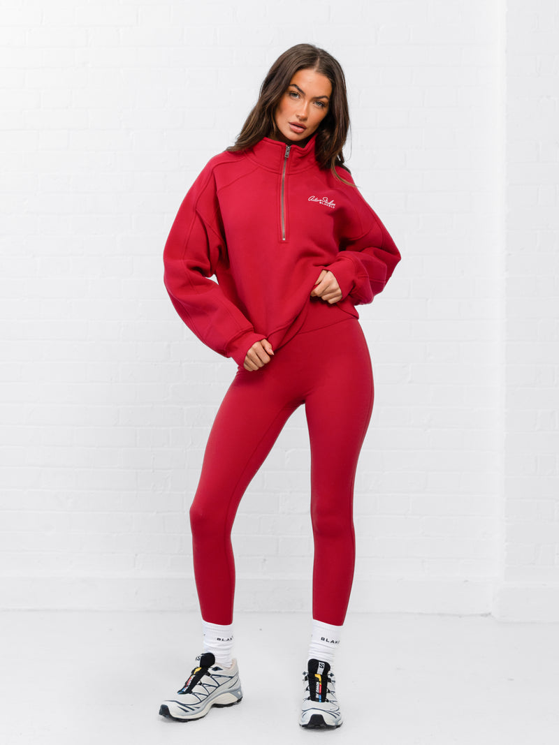 Addie 1/4 Zip Jumper - Cherry Red