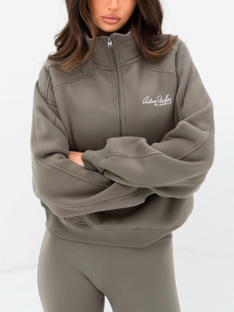 Addie 1/4 Zip Jumper - Safari Green