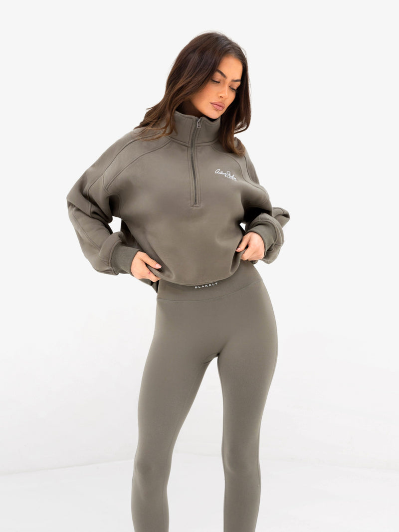 Addie 1/4 Zip Jumper - Safari Green