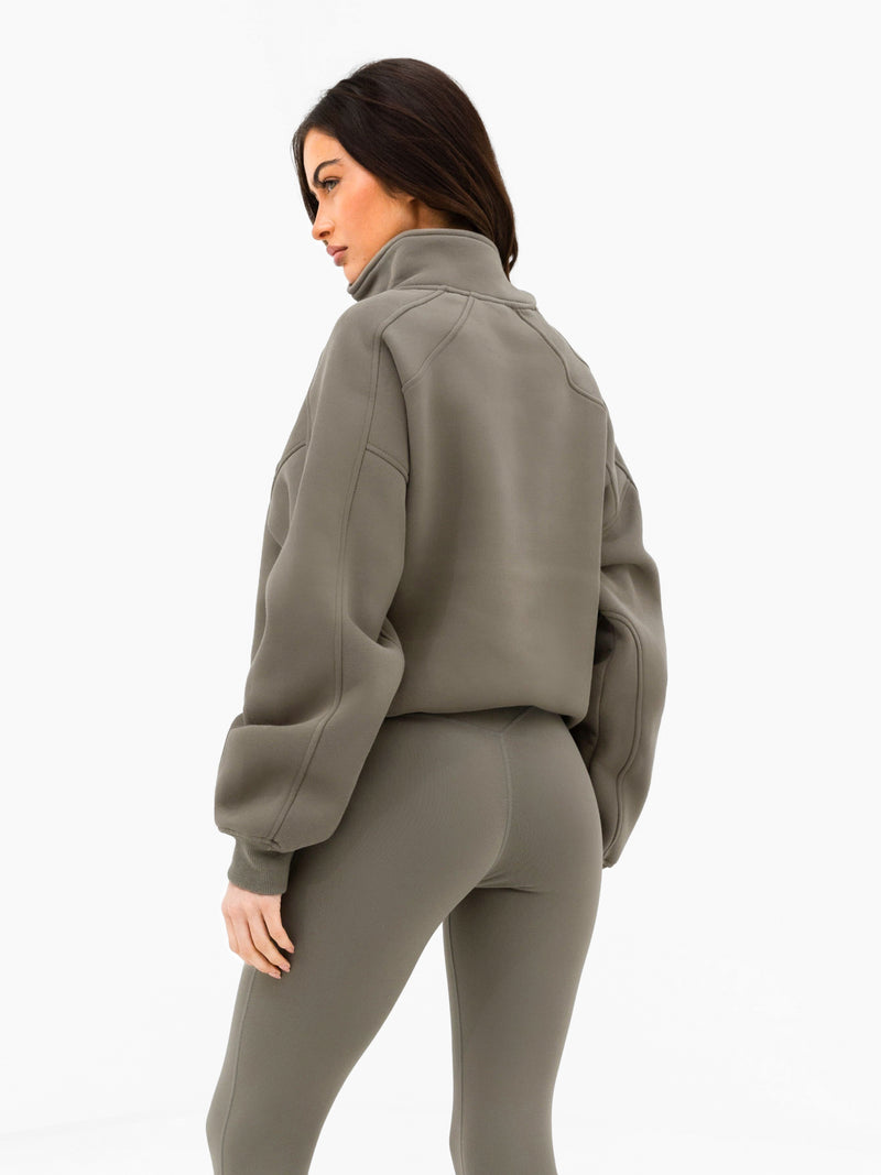 Addie 1/4 Zip Jumper - Safari Green