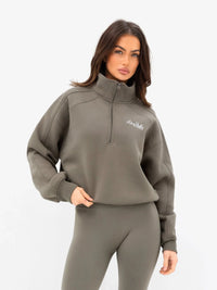 Addie 1/4 Zip Jumper - Safari Green