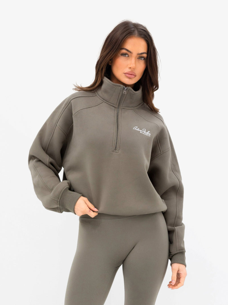 Addie 1/4 Zip Jumper - Safari Green