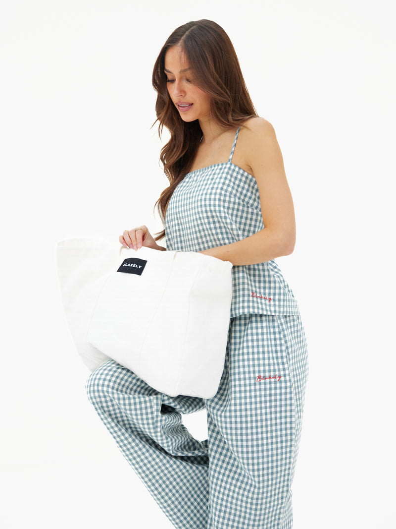 Lottie Gingham Trousers - Light Teal