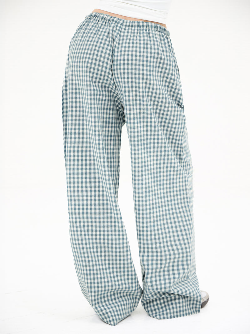 Lottie Gingham Trousers - Light Teal