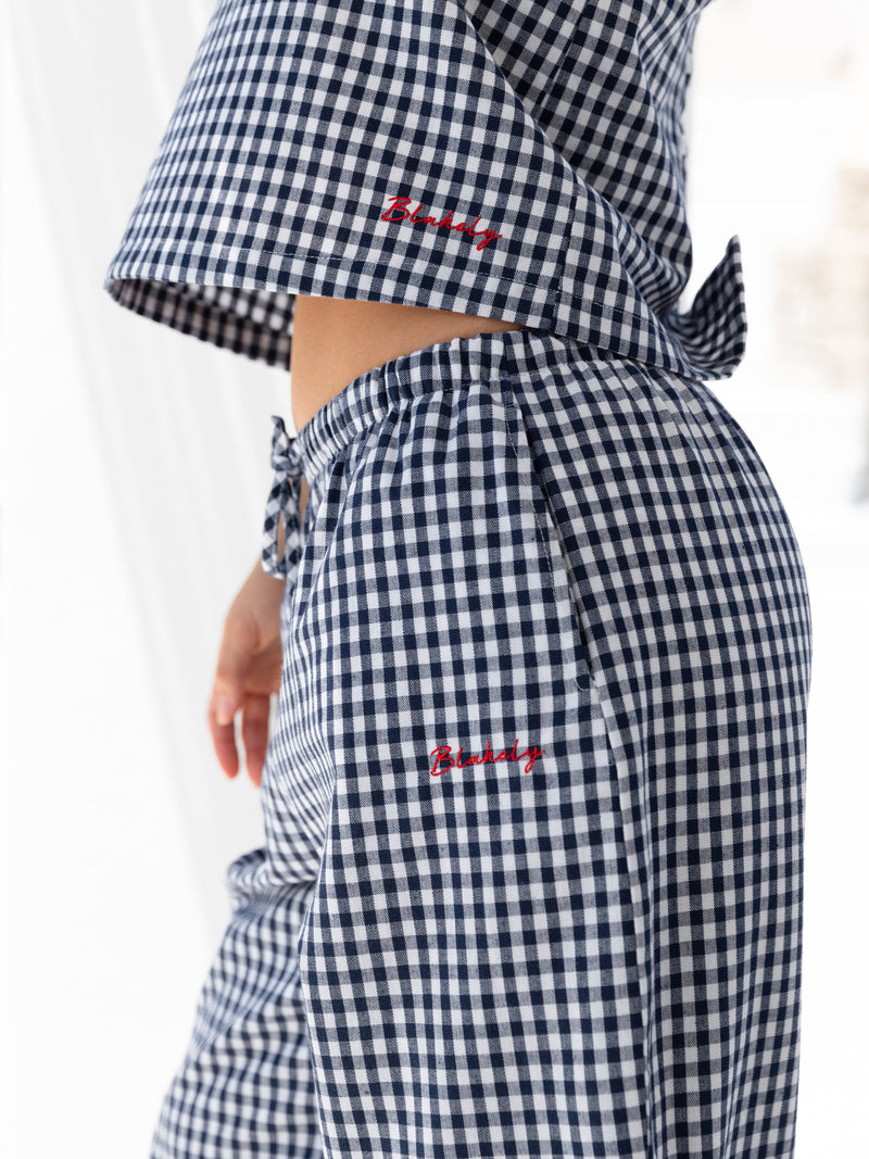 Lottie Gingham Trousers - Navy