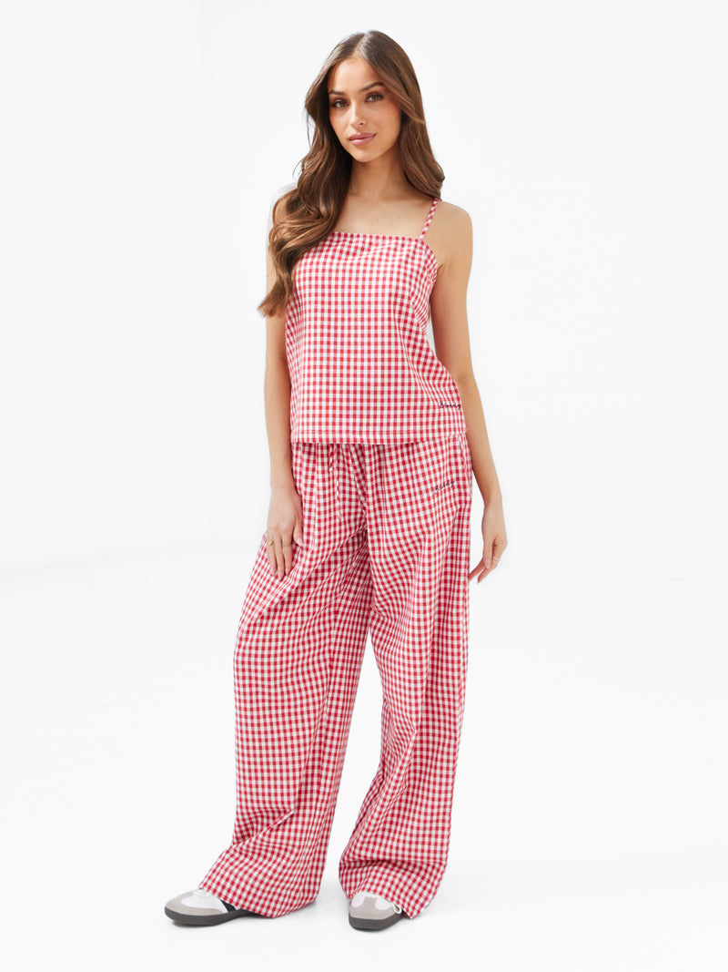 Lottie Gingham Trousers - Red