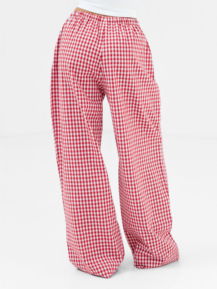 Lottie Gingham Trousers - Red