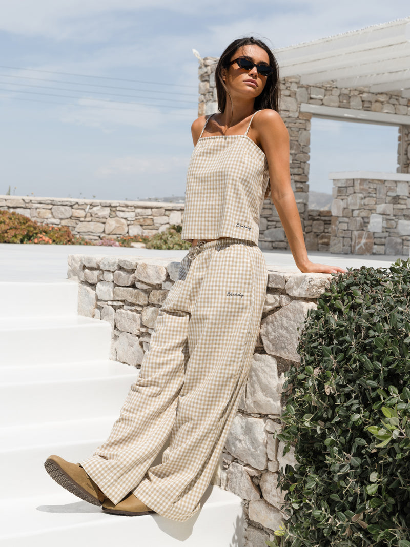 Lottie Gingham Trousers - Tan