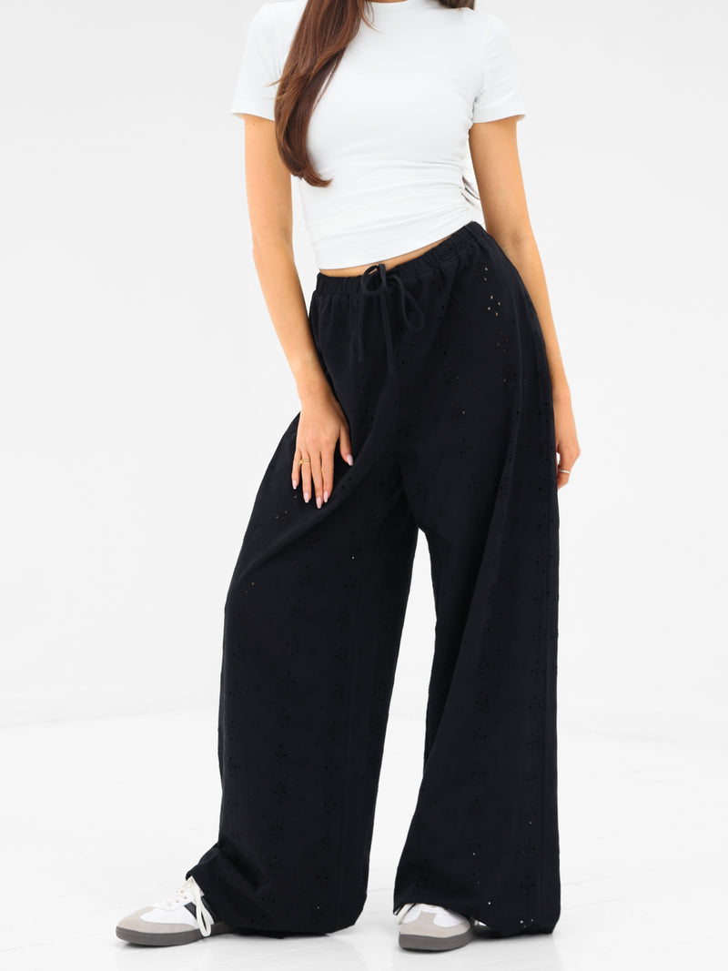 Amina Wide Leg Trousers - Black