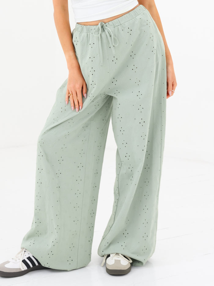 Amina Wide Leg Trousers - Sage