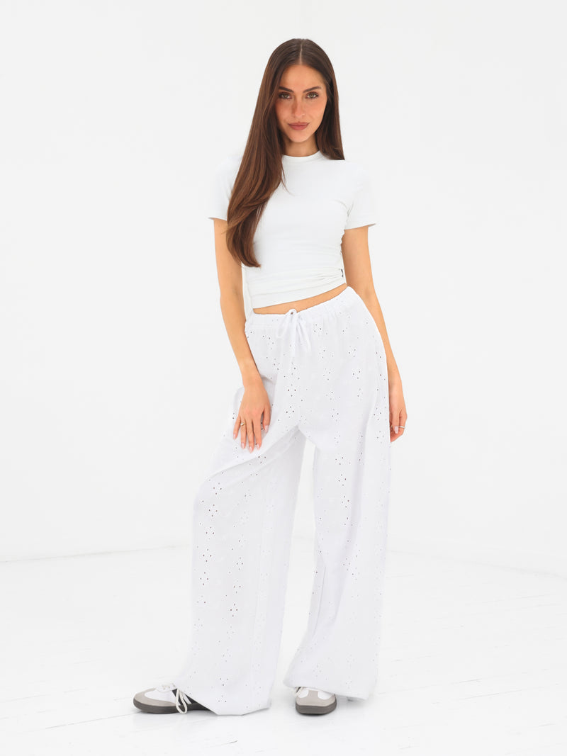 Amina Wide Leg Trousers - White