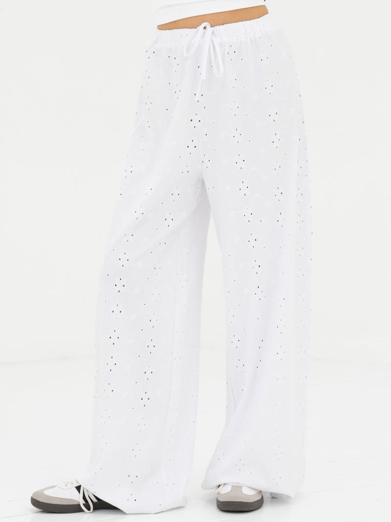 Amina Wide Leg Trousers - White