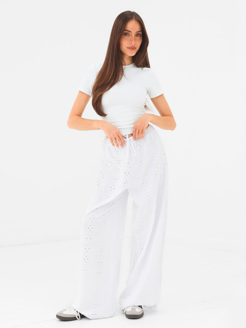 Amina Wide Leg Trousers - White