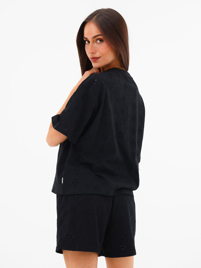 Amina Wide Leg Shorts - Black