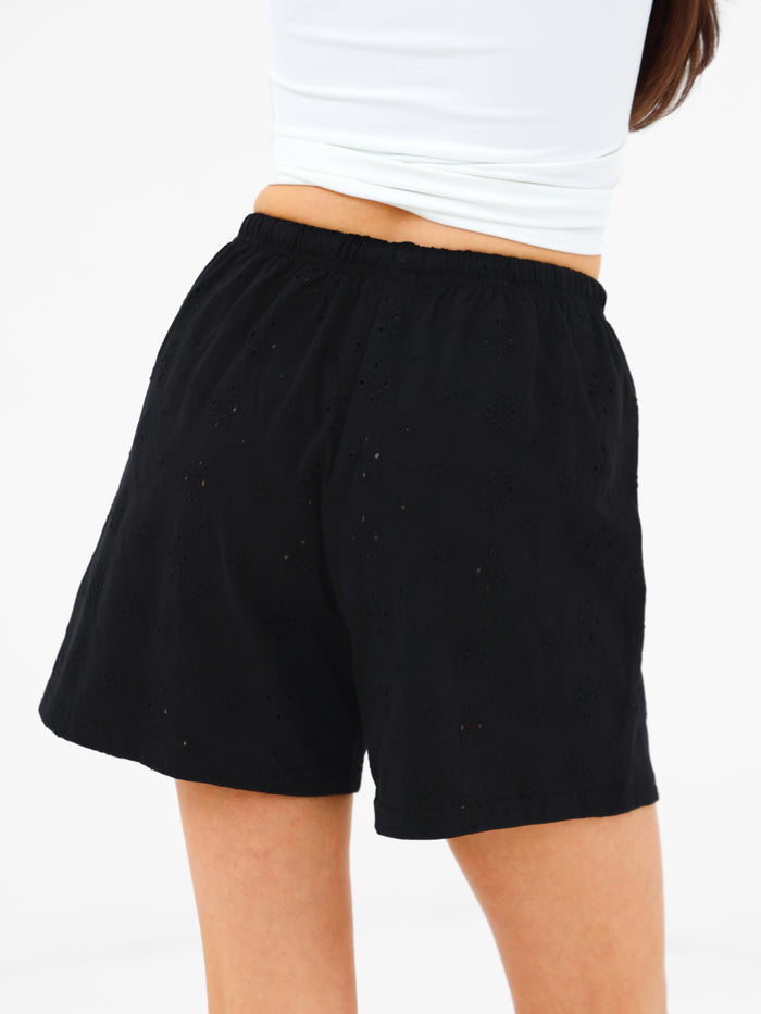Amina Wide Leg Shorts - Black