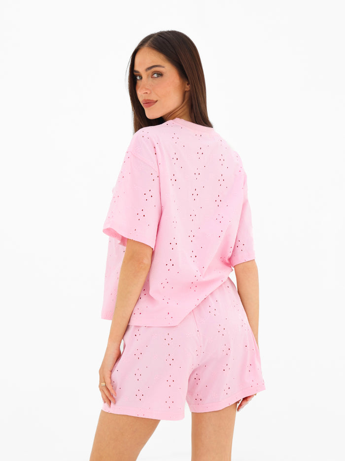 Amina Wide Leg Shorts - Pink
