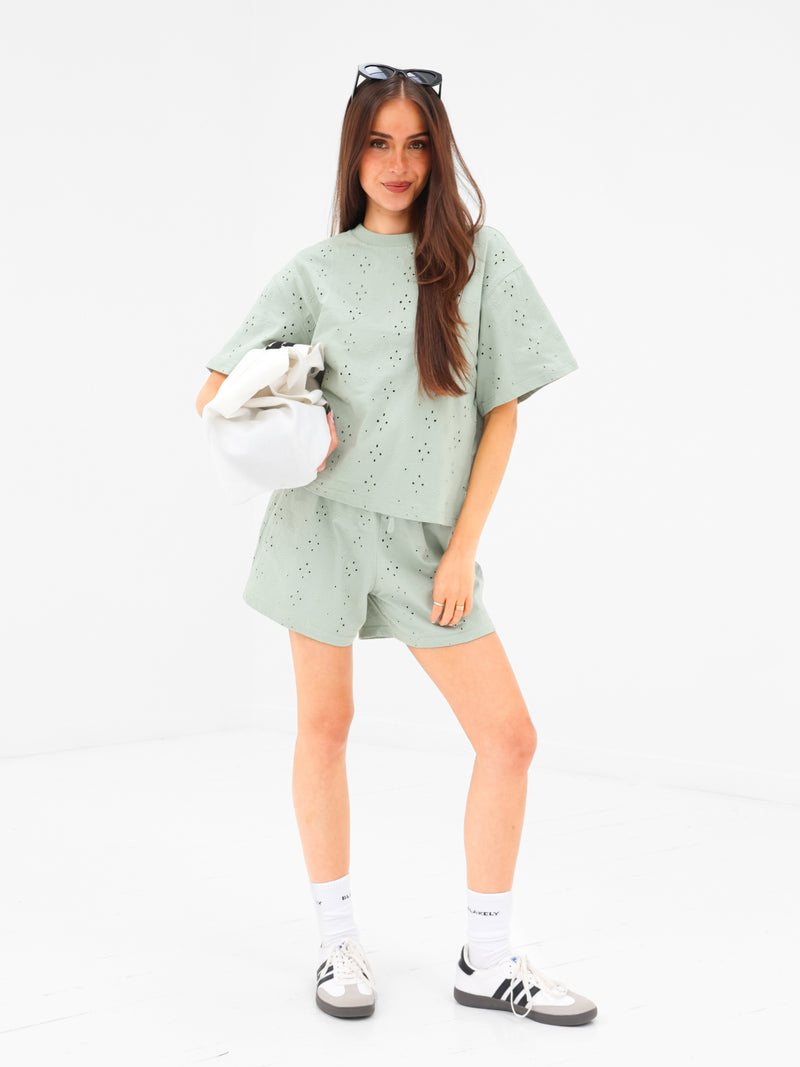 Amina Wide Leg Shorts - Sage