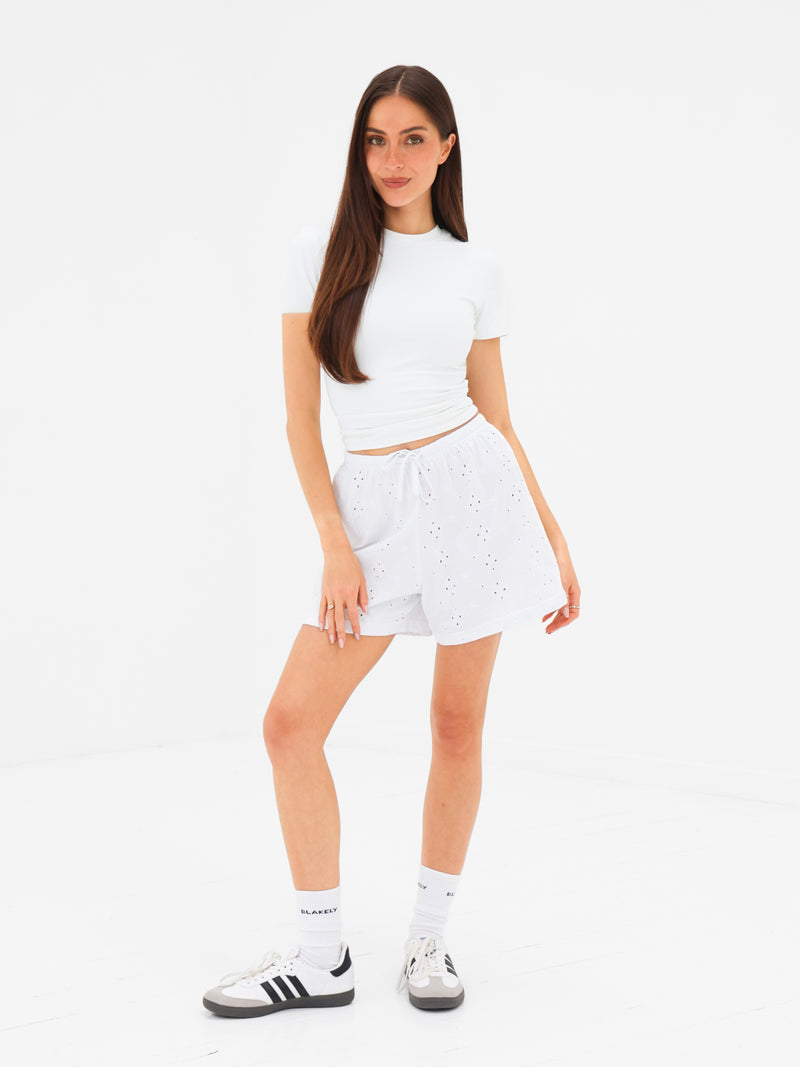 Amina Wide Leg Shorts - White