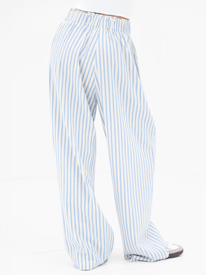 Lou Stripe Trousers - Mid Blue