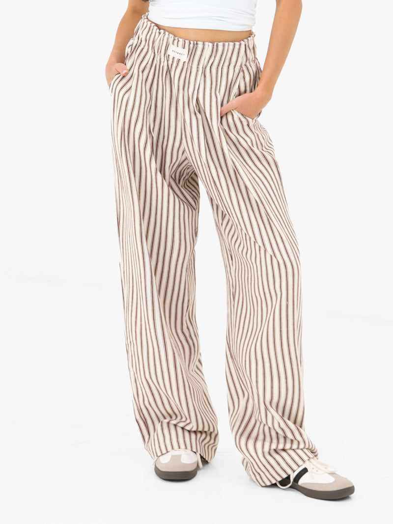 Lou Stripe Trousers - Chestnut Brown