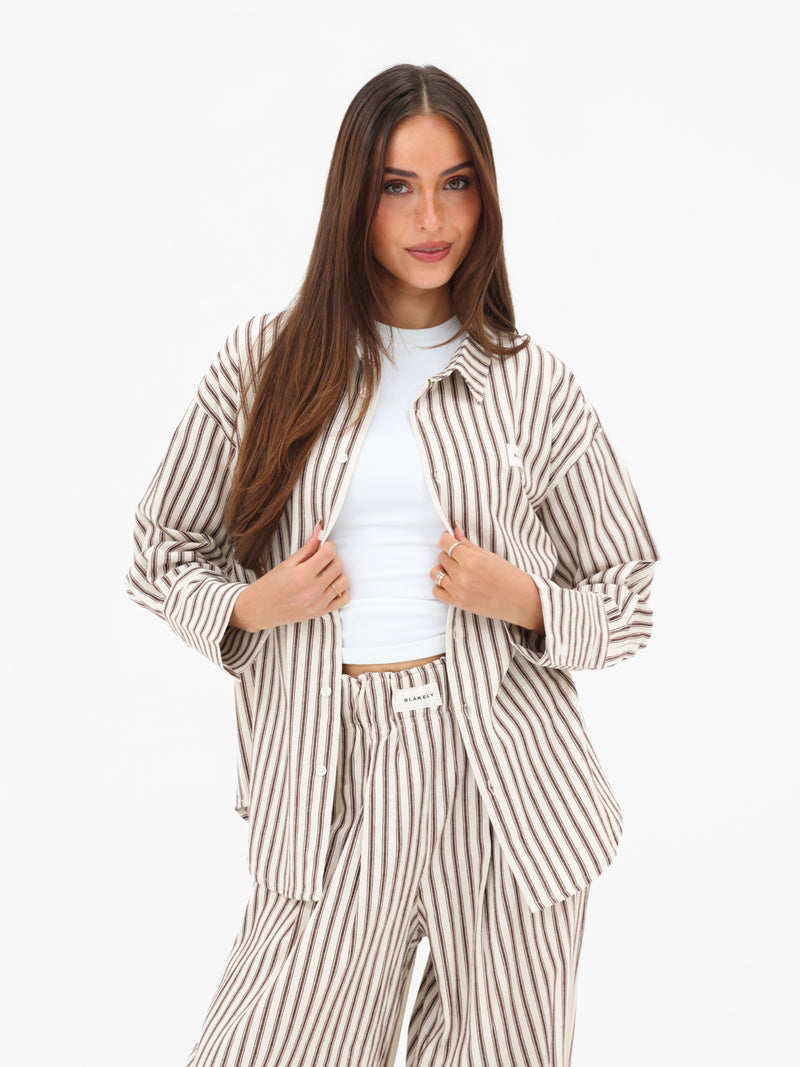 Lou Stripe Trousers - Chestnut Brown