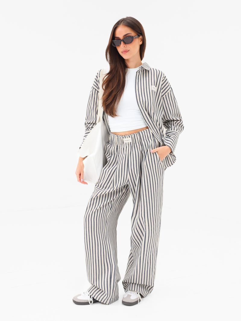 Lou Stripe Trousers - Dark Navy