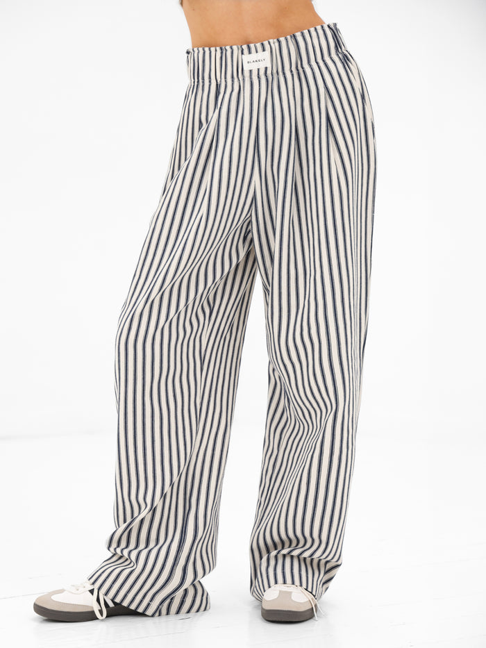 Lou Stripe Trousers - Dark Navy