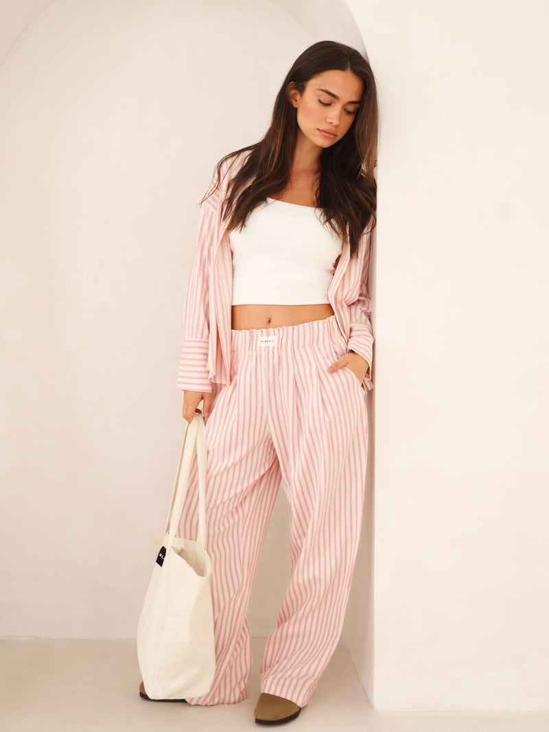 Lou Stripe Trousers - Warm Pink