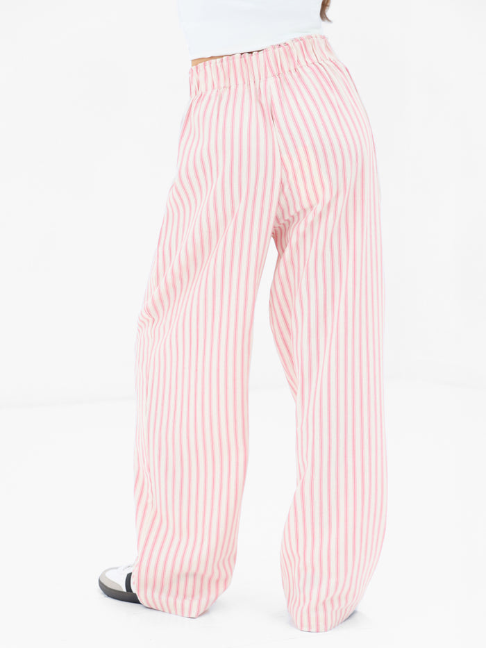 Lou Stripe Trousers - Warm Pink
