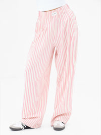 Lou Stripe Trousers - Warm Pink