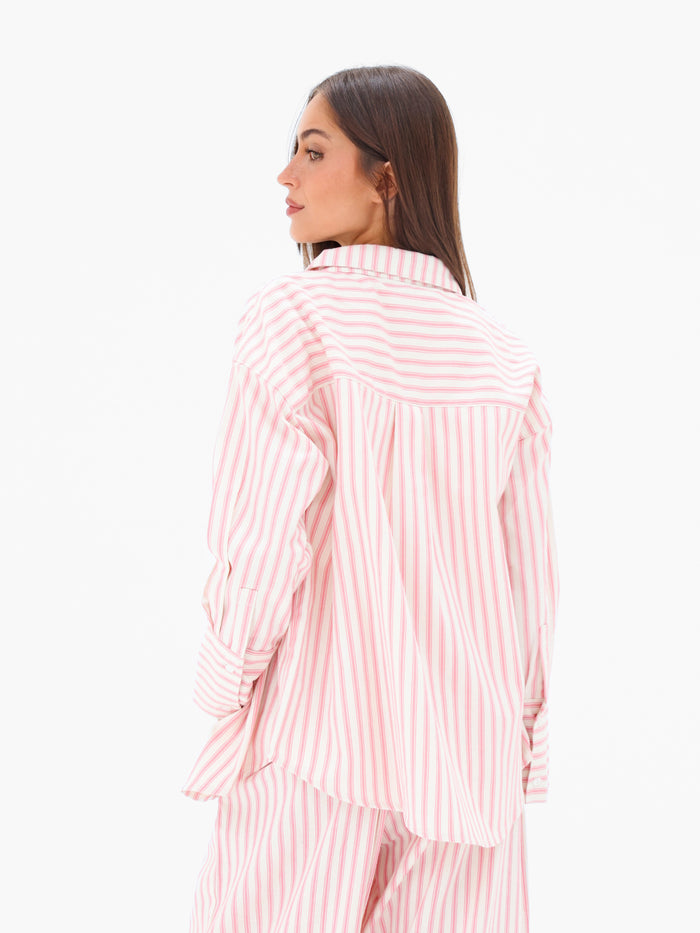 Lou Oversized Stripe Shirt - Warm Pink