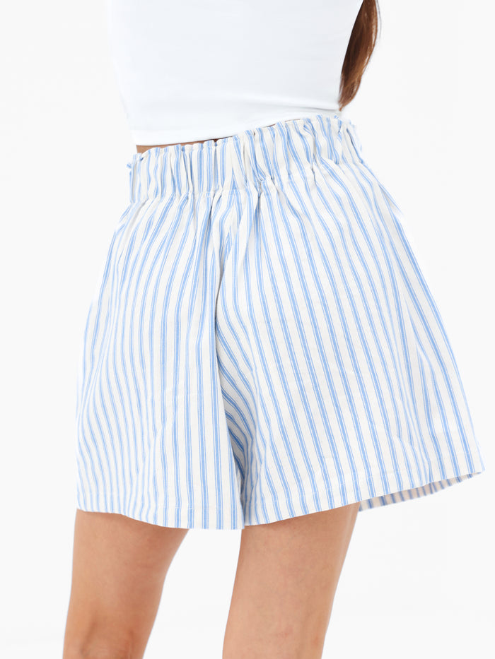 Lou Stripe Shorts - Mid Blue