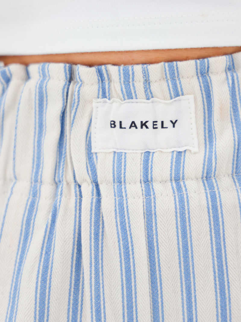 Lou Stripe Shorts - Mid Blue