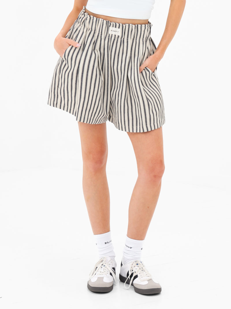 Lou Stripe Shorts - Dark Navy