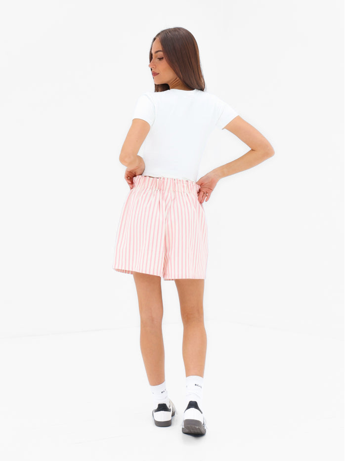 Lou Stripe Shorts - Warm Pink