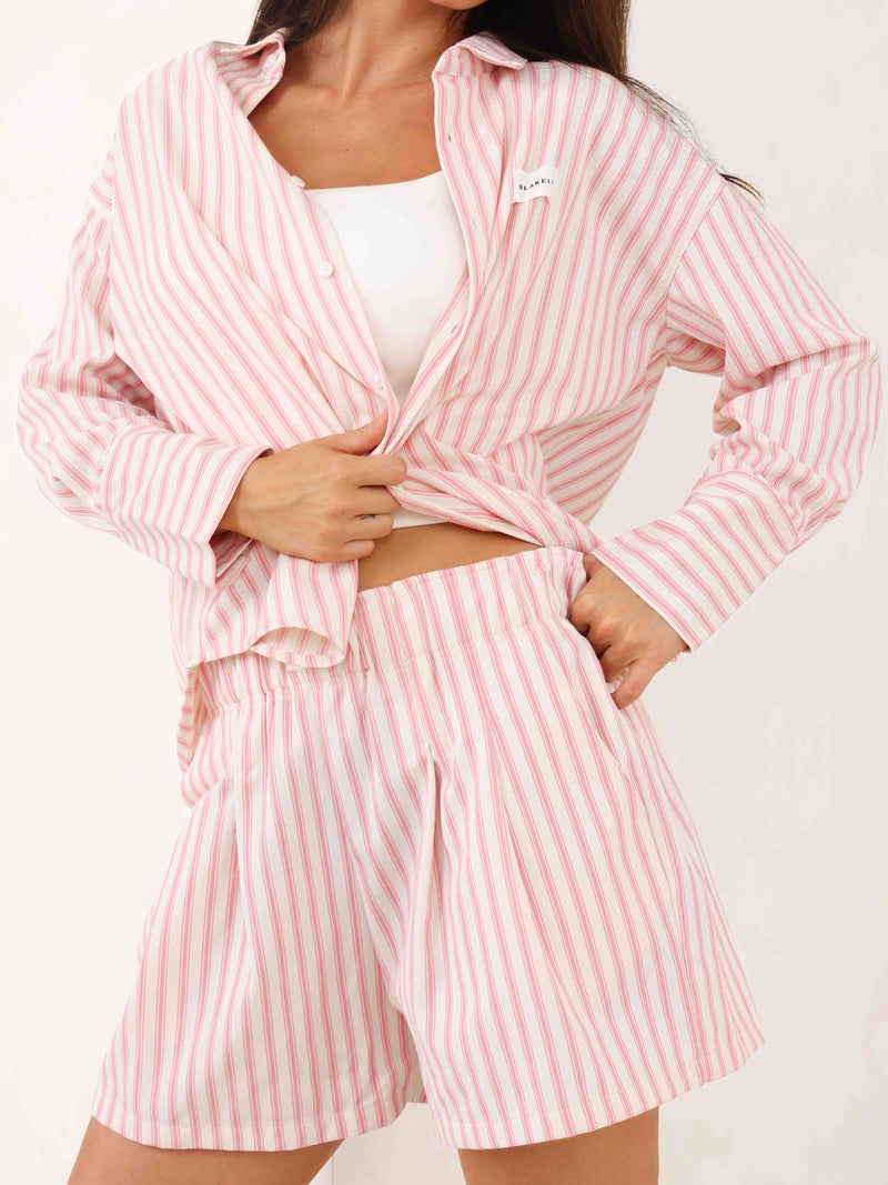 Lou Stripe Shorts - Warm Pink