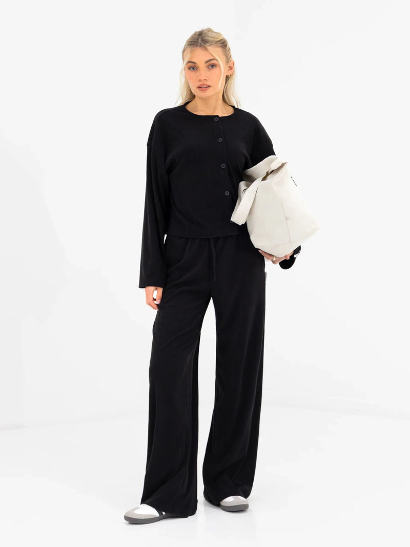 Alma Button Up Cardigan - Black