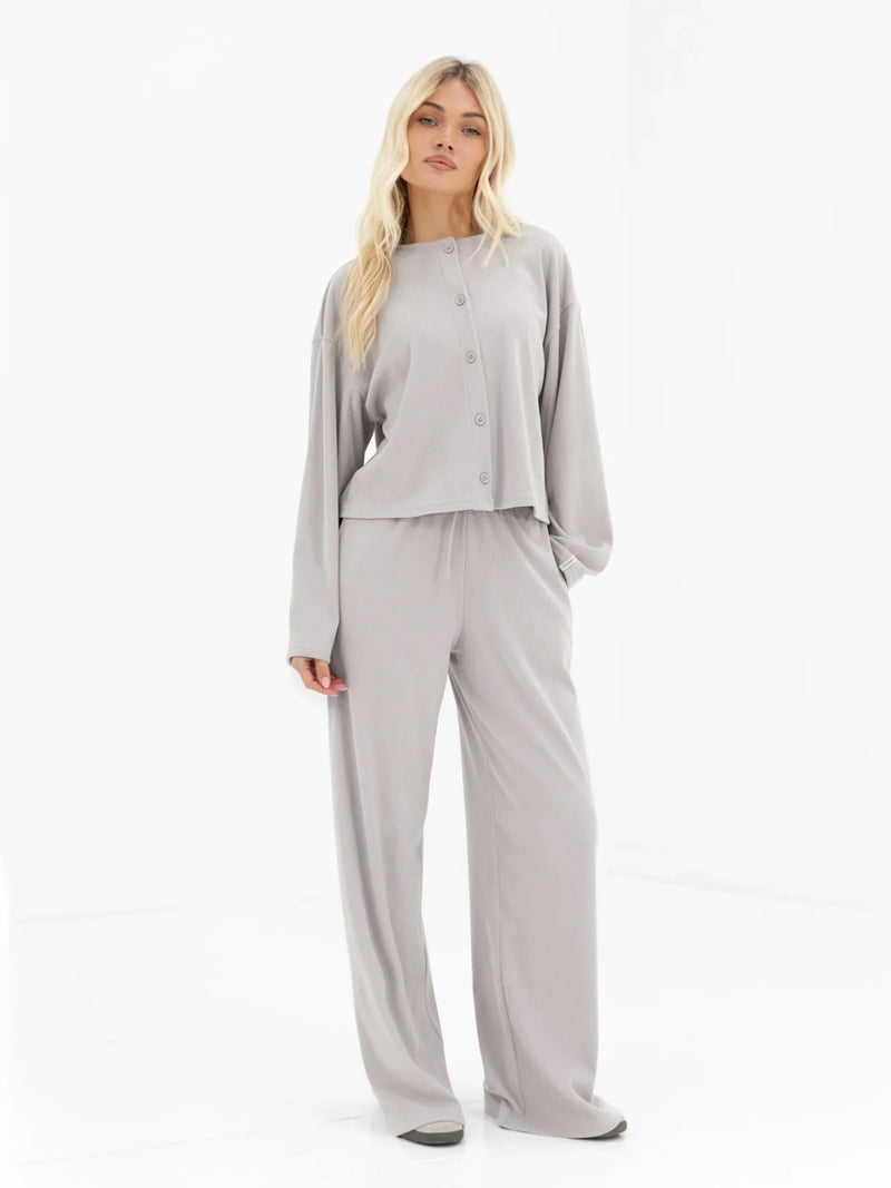 Alma Button Up Cardigan - Light Grey