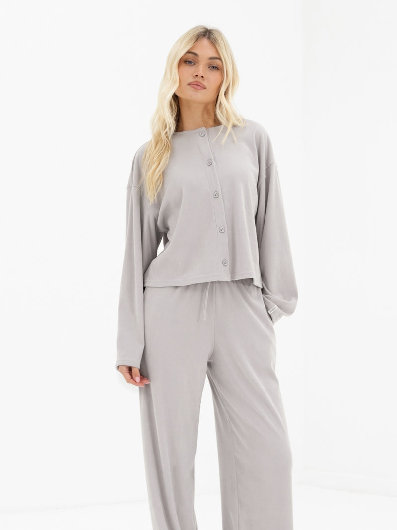 Alma Wide Leg Trousers - Light Grey