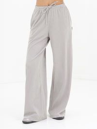 Alma Wide Leg Trousers - Light Grey