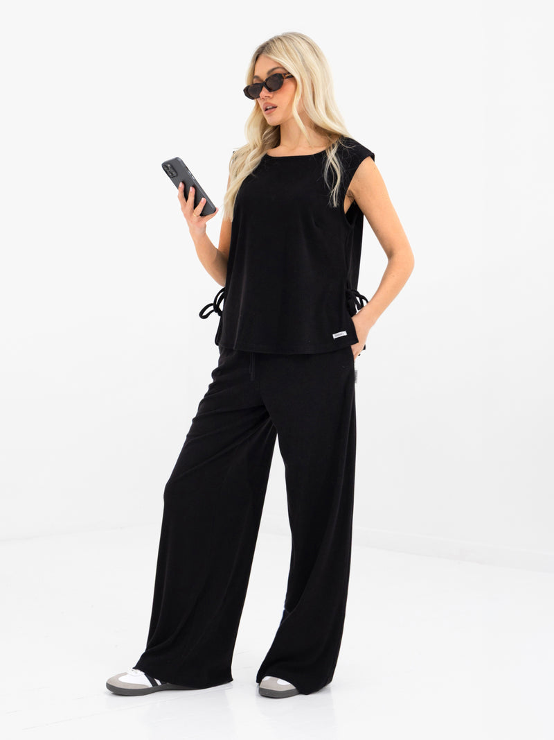 Alma Tie Up Vest - Black