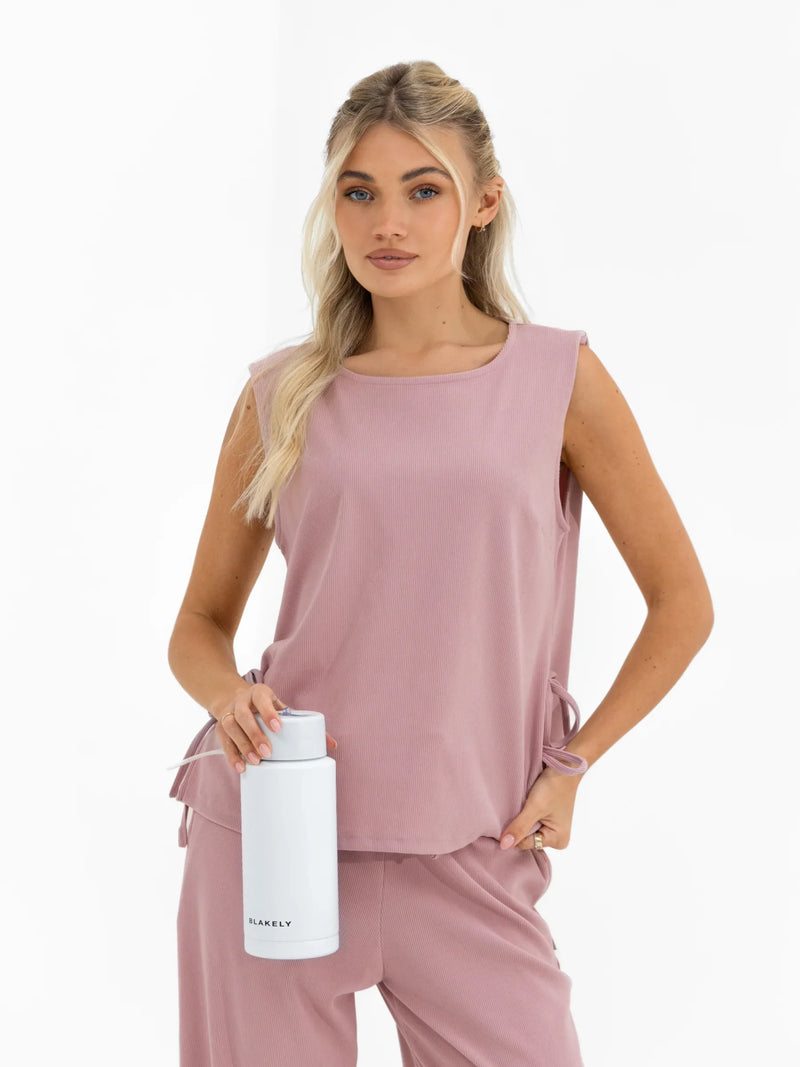 Alma Tie Up Vest - Dusky Pink