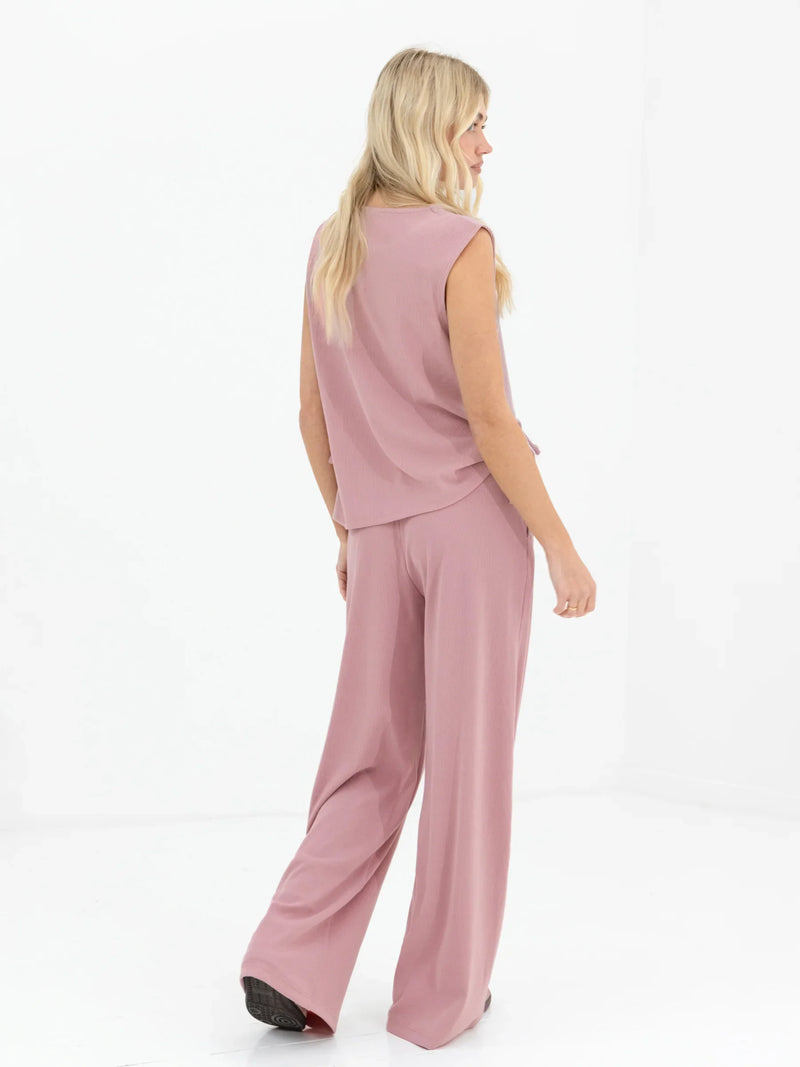 Alma Tie Up Vest - Dusky Pink